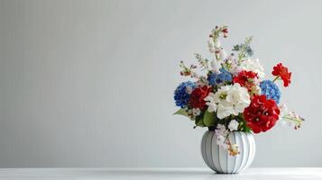Patriotic American banner with bunch of flowers photo