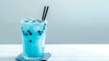Summer vacation blue cold drink with pearls photo