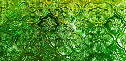 Green vintage window background. Art or Abstract and design pattern on glass. photo