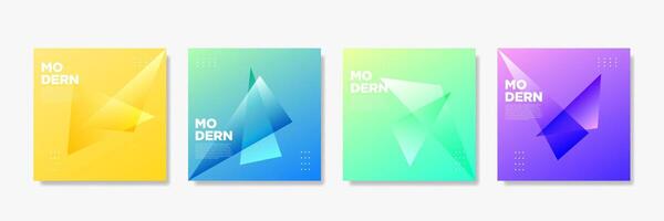 Gradient color modern geometric social media post template vector