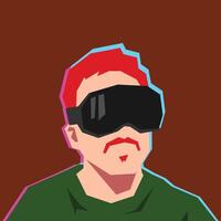 Portrait of man with virtual reality headset. Concept of modern, futuristic, technology. Suitable for avatar, profile, poster, design purpose. Flat illustration. vector