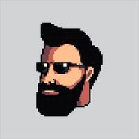 Pixel art illustration Bearded Face. Pixelated Beard Hair. Bearded Face Hair Moustache pixelated for the pixel art game and icon for website and game. old school retro. vector