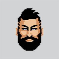 Pixel art illustration Bearded Face. Pixelated Beard Hair. Bearded Face Hair Moustache pixelated for the pixel art game and icon for website and game. old school retro. vector