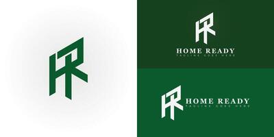 Abstract initial letters HR or RH logo in green color isolated on multiple background colors. The logo is suitable for home services company logo design illustration inspiration templates. vector