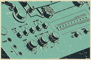 Reel-to-reel recorder close-up retro poster vector