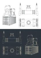 Frame Container Spreader blueprints vector