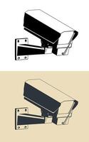 Surveillance camera with windscreen wiper vector