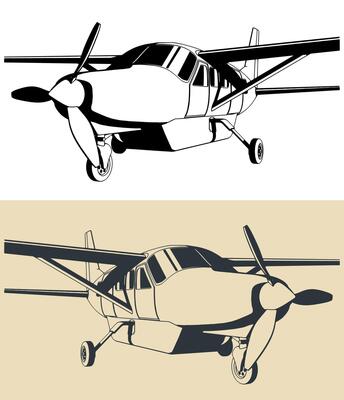 Light single-engine turboprop aircraft close-up