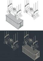 Frame Container Spreader isometric blueprints vector