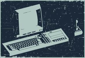 Retro computer poster vector