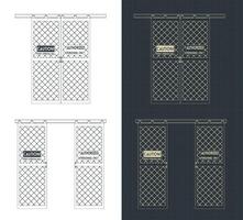 Sliding doors for robotic cell blueprints vector