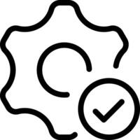 Gears icon with check mark Outlined Icon vector