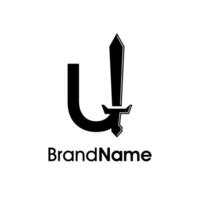 Simple Initial U Sword Logo vector