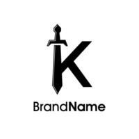 Simple Initial K Sword Logo vector