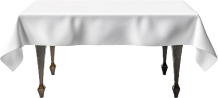 Rectangular Table with White Tablecloth. png