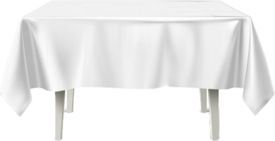 Rectangular Table with White Tablecloth. png