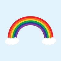 Rainbow with clouds illustration in flat style design isolated vector