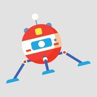 Cute robot with buttons on gray background vector