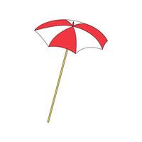 Hand drawn red beach umbrella on white background vector