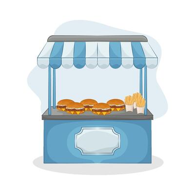 Illustration of burger shop