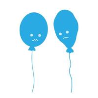 Deflated and oval balloon on a string with sad smiley faces in monochrome. Blue Monday symbol concept Isolate EPS Poster, banner, brochure, billboard or invitation cards, tag, label or web idea vector
