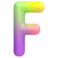 Font F 3D Rendering, Color Gradient png