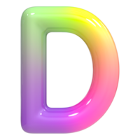 Font D 3D Rendering, Color Gradient png