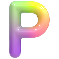 Font P 3D Rendering, Color Gradient png