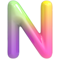 Font N 3D Rendering, Color Gradient png