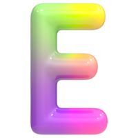 Font E 3D Rendering, Color Gradient png