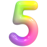 5 Number 3D, Color Gradient png