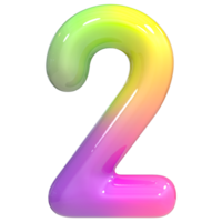 2 Number 3D, Color Gradient png