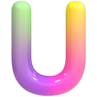 Font U 3D Rendering, Color Gradient png