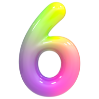 6 Number 3D, Color Gradient png