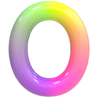 Font O 3D Rendering, Color Gradient png