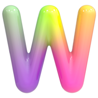 Font W 3D Rendering, Color Gradient png
