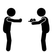stick figure flat illustration of dieting and fasting, refusing food vector