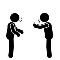 illustration of flat characters of stick figure and stickman arguing vector