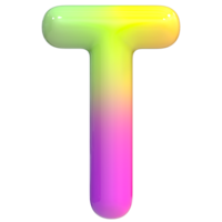 Font T 3D Rendering, Color Gradient png