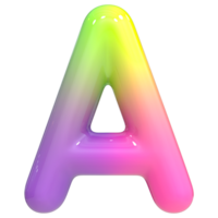 Font A 3D Rendering, Color Gradient png