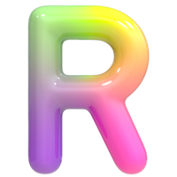 Font R 3D Rendering, Color Gradient png