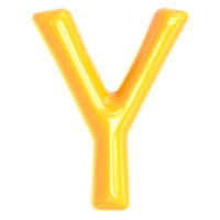 Gold Font Y 3D Render png