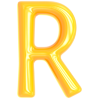Gold Font R 3D Render png