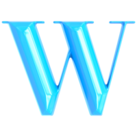 Blue Font W 3D Render png