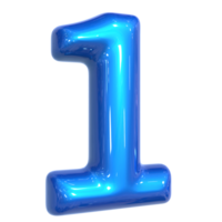 blue number one on transparent background png
