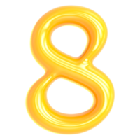 Gold Number 8 3D Render png