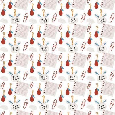 Childrens fashion school pattern. Back to school or kindergarten supplies seamless background.