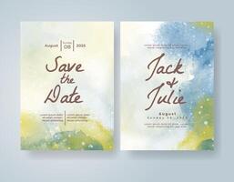 Wedding invitation with abstract watercolor background vector