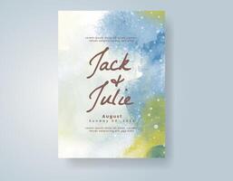 Wedding invitation with abstract watercolor background vector