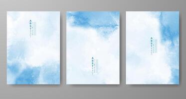 Set of creative hand painted abstract watercolor background. Design for your cover, date, postcard, banner, logo. vector
